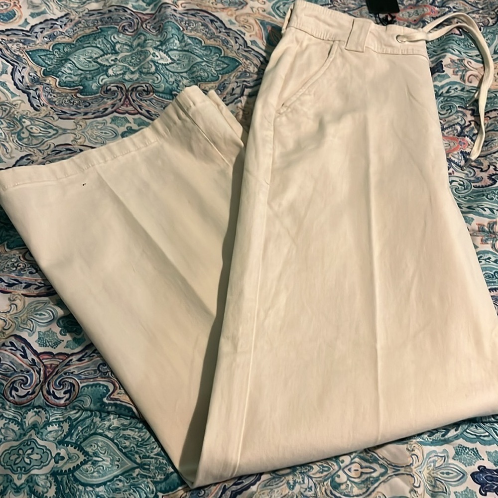 Off white wide leg pants with stretch new